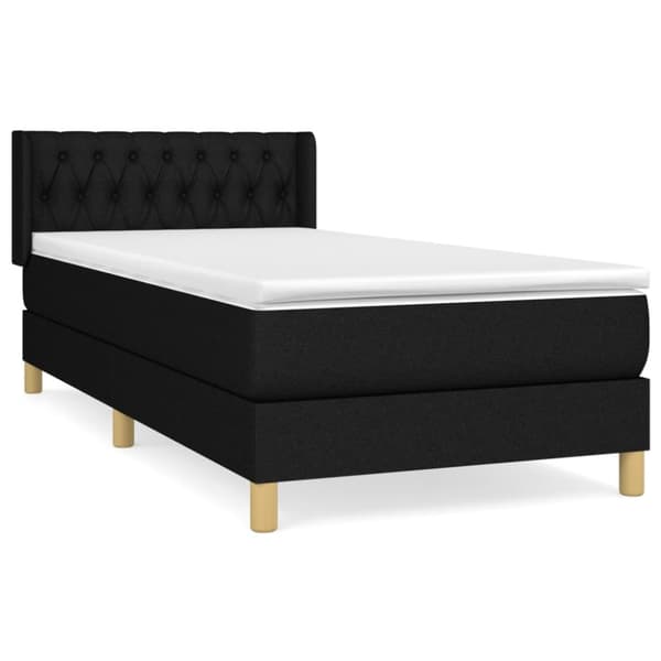 kontinentalseng med madras 90x190 cm stof sort