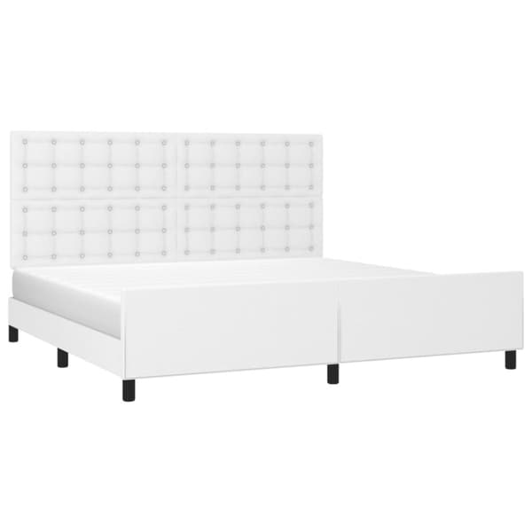 Sängram med huvudgavel vit 200x200 cm konstläder