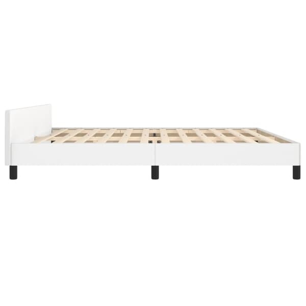 Sängram med huvudgavel vit 200x200 cm konstläder