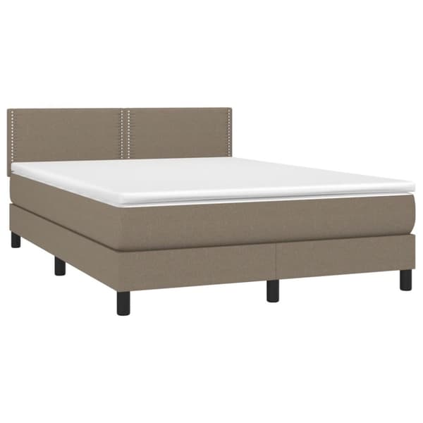 Mannermainen sänky patjalla, taupe, kangas, 140x190 cm
