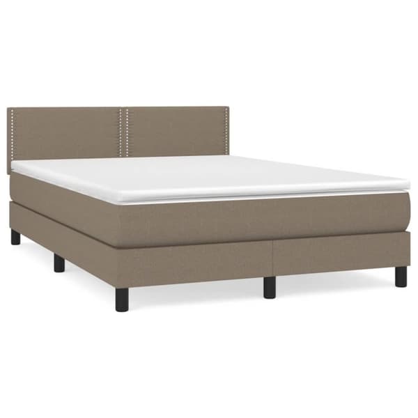 Mannermainen sänky patjalla, taupe, kangas, 140x190 cm