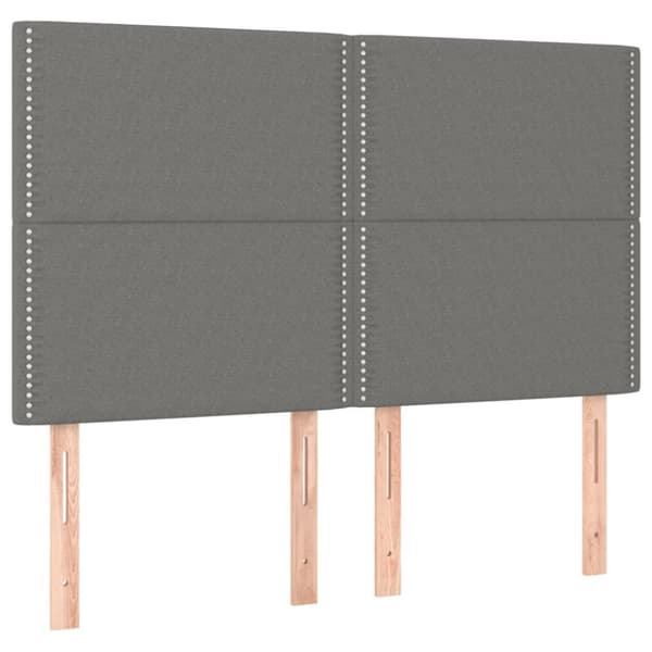 sengeramme med sengegavl 140x200 cm stof mørkegrå