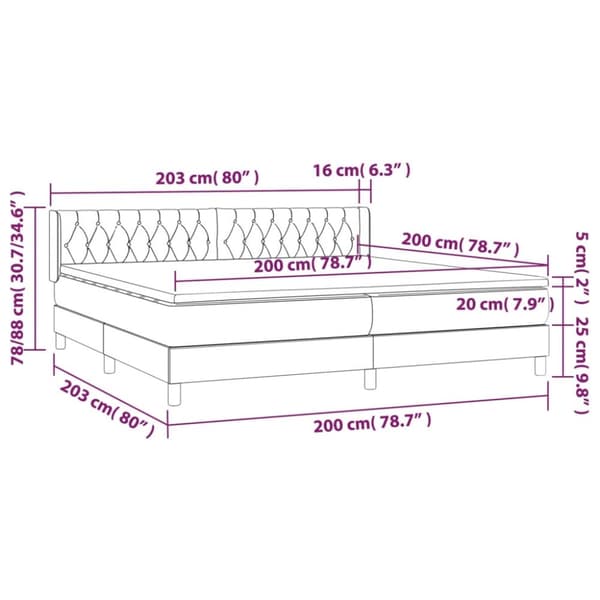 Ramsäng med madrass svart 200x200 cm tyg