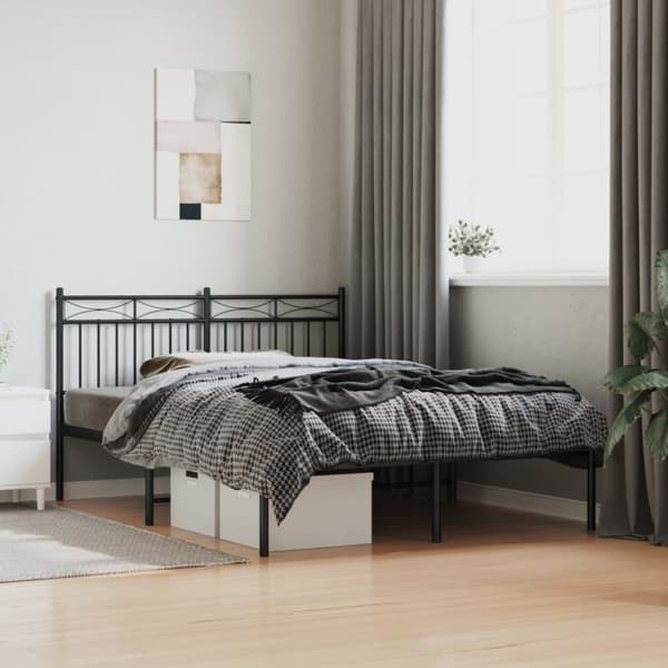 sengeramme med sengegavl 140x200 cm metal sort