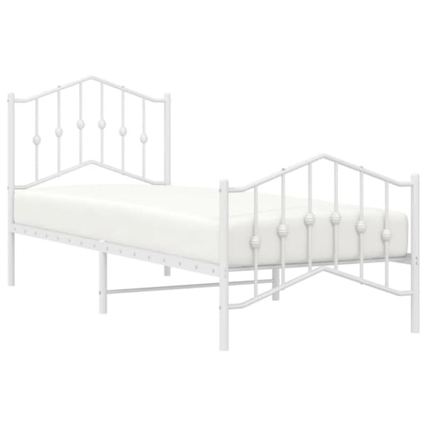 sengeramme med sengegavl og fodgærde 80x200 cm metal hvid