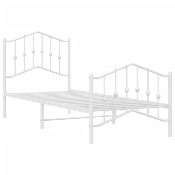 sengeramme med sengegavl og fodgærde 80x200 cm metal hvid