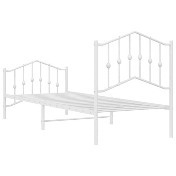 sengeramme med sengegavl og fodgærde 80x200 cm metal hvid