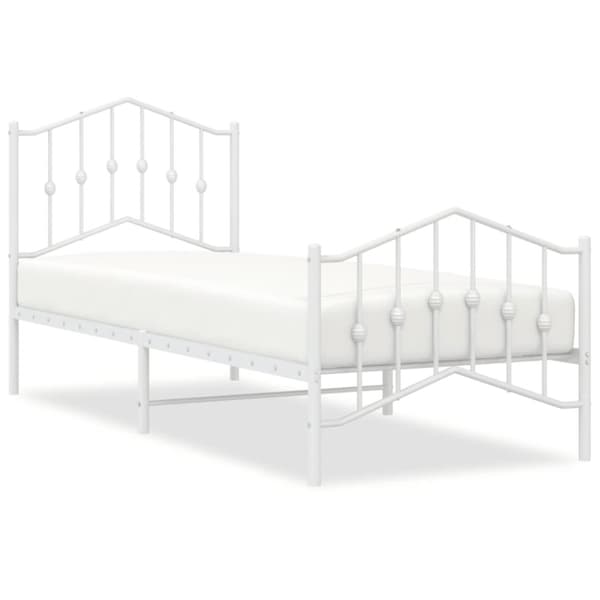 sengeramme med sengegavl og fodgærde 80x200 cm metal hvid