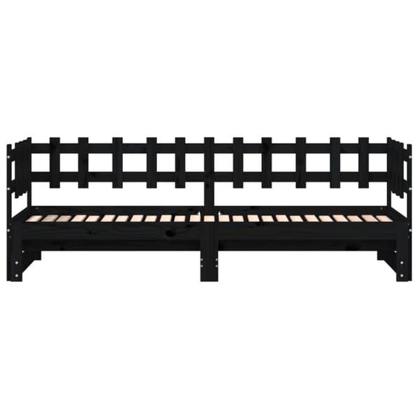 Utdragbar dagbädd svart 2x(80x200) cm massiv furu