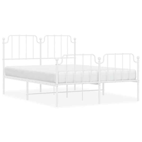 sengeramme med sengegavl og fodgærde 140x190 cm metal hvid