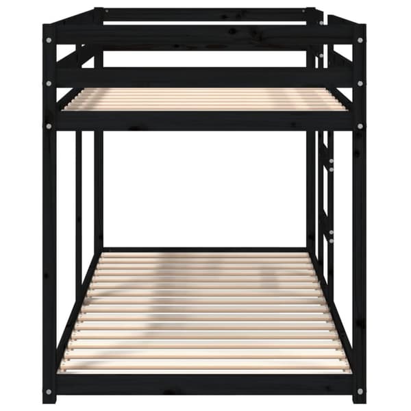 Våningssäng svart 90x200 cm massiv furu