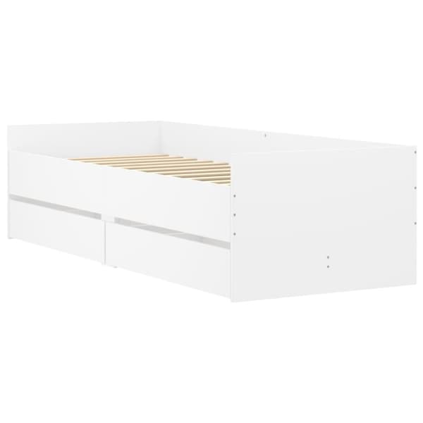 Sängram med lådor vit 100x200 cm
