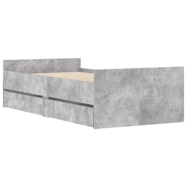 Sängynrunko laatikoilla betoninharmaa 90x200 cm
