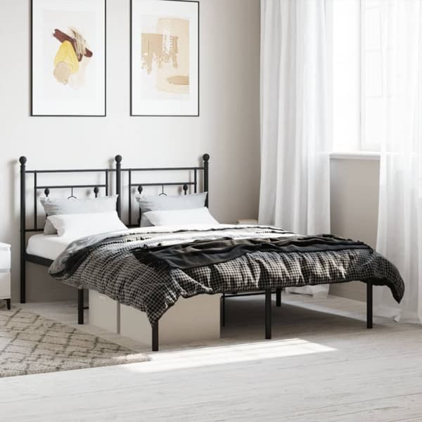sengeramme med sengegavl 140x190 cm metal sort
