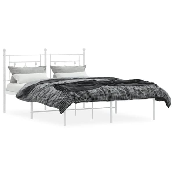 sengeramme med sengegavl 135x190 cm metal hvid