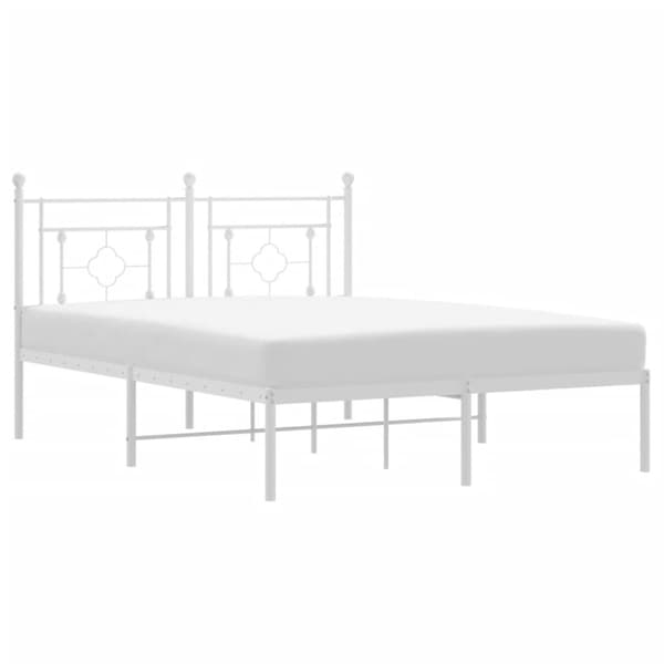 sengeramme med sengegavl 135x190 cm metal hvid
