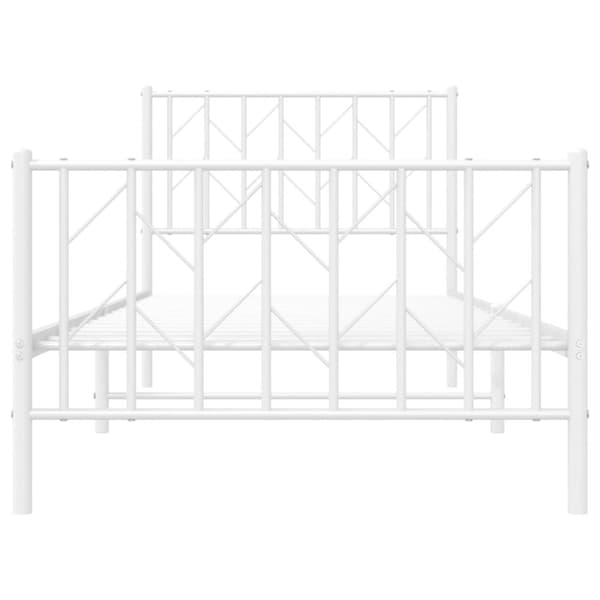 sengeramme med sengegavl og fodgærde 90x200 cm metal hvid
