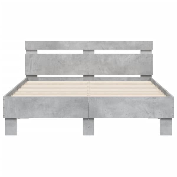 sengeramme med sengegavl 120x200 cm konstrueret træ betongrå