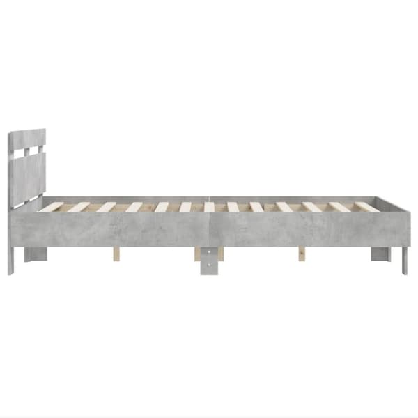 sengeramme med sengegavl 120x200 cm konstrueret træ betongrå