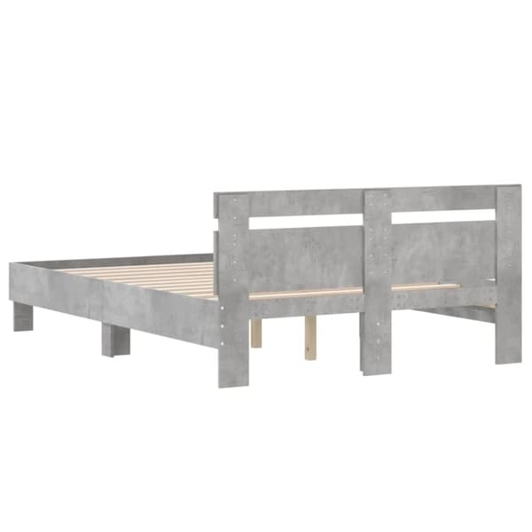 sengeramme med sengegavl 120x200 cm konstrueret træ betongrå