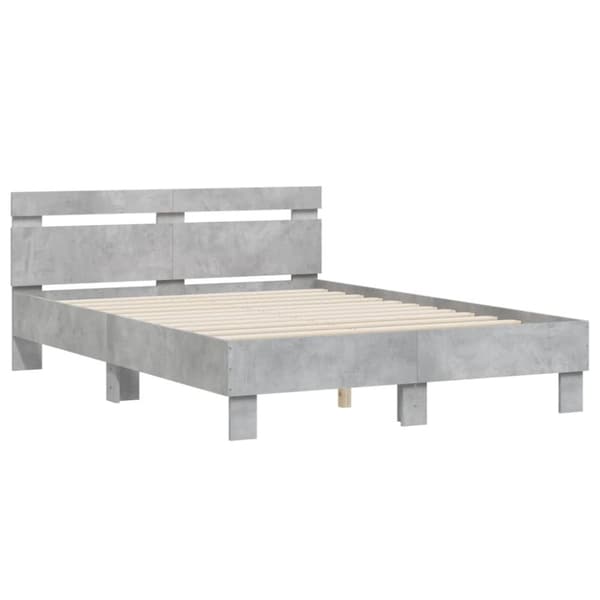 sengeramme med sengegavl 120x200 cm konstrueret træ betongrå