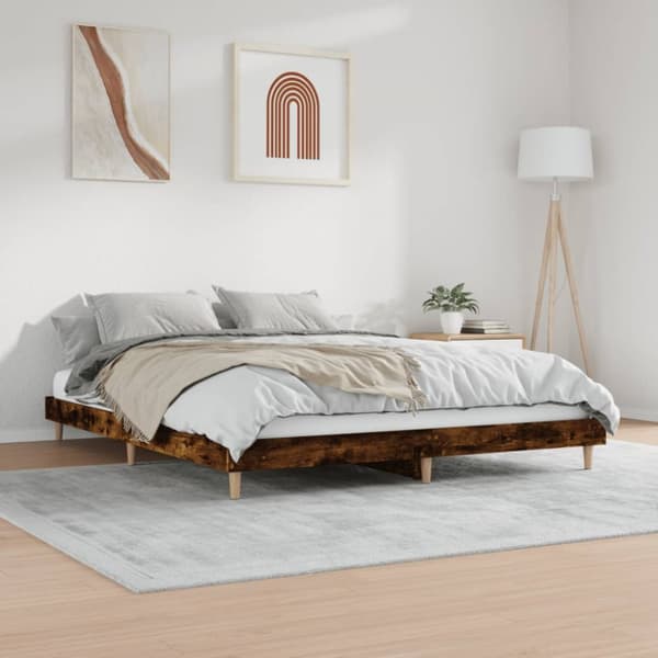 Sängram rökfärgad ek 200x200 cm konstruerad trä