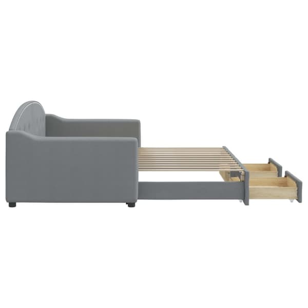 daybed med udtræk og skuffer 90x200 cm stof lysegrå