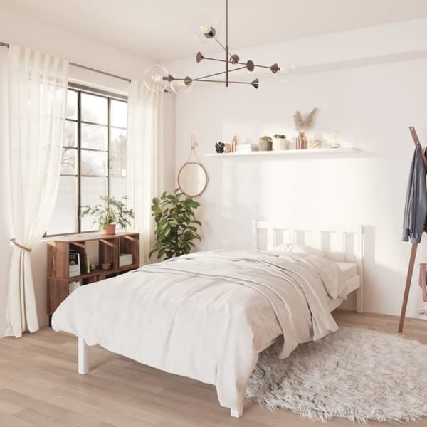 sengeramme 90x190 cm Single massivt fyrretræ hvid