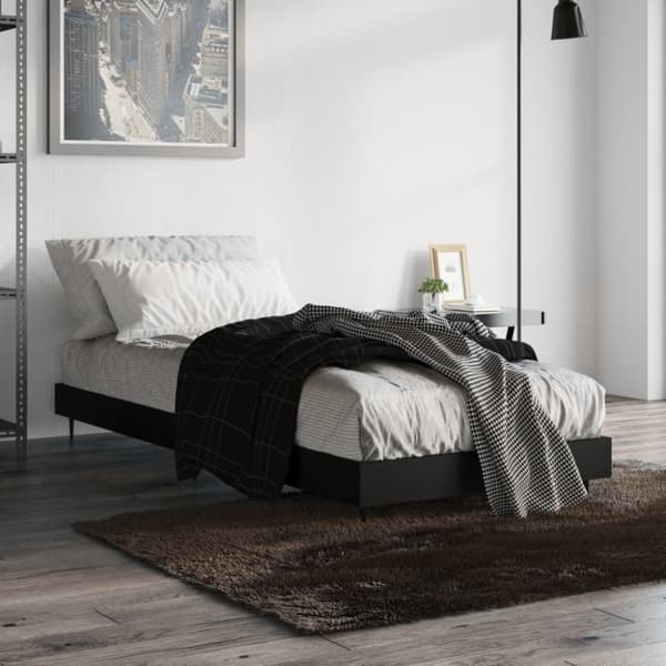 sengeramme 75x190 cm konstrueret træ sort