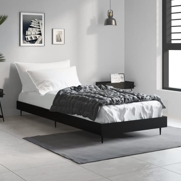sengeramme 75x190 cm konstrueret træ sort