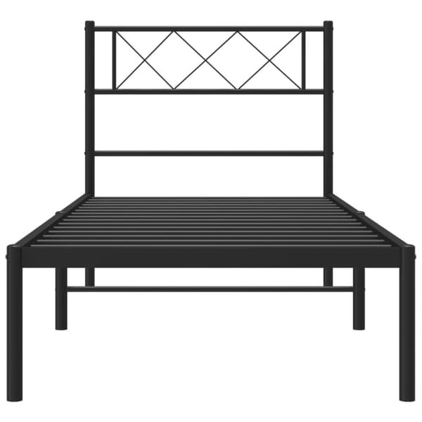 Sängram med huvudgavel metall svart 75x190 cm
