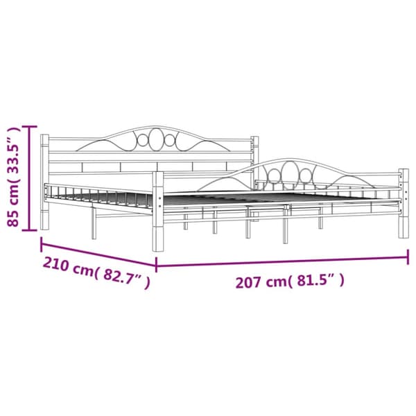 sengestel 200 x 200 cm metal sort