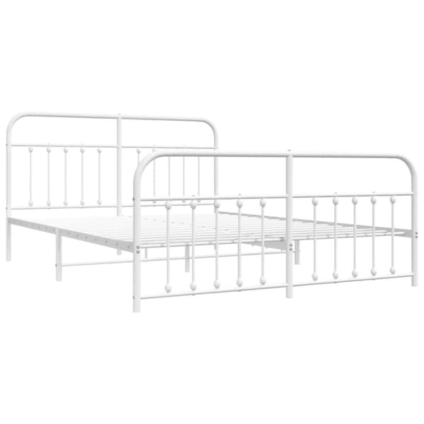 sengeramme med sengegavl og fodgærde 183x213 cm metal hvid