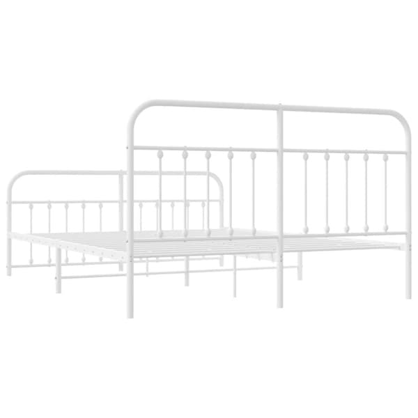 sengeramme med sengegavl og fodgærde 183x213 cm metal hvid