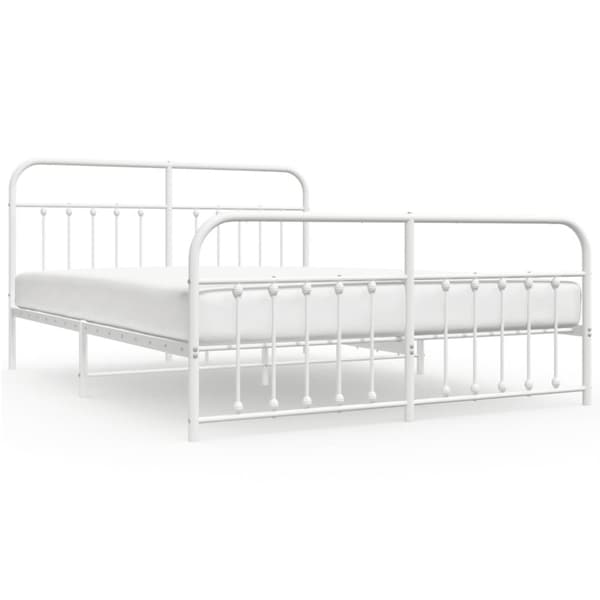 sengeramme med sengegavl og fodgærde 183x213 cm metal hvid