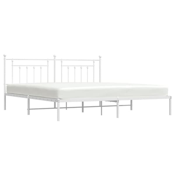 sengeramme med sengegavl 193x203 cm metal hvid