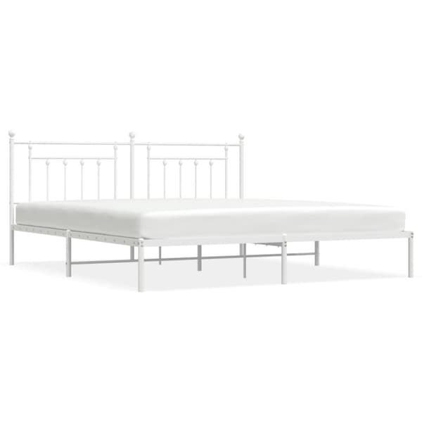 sengeramme med sengegavl 193x203 cm metal hvid