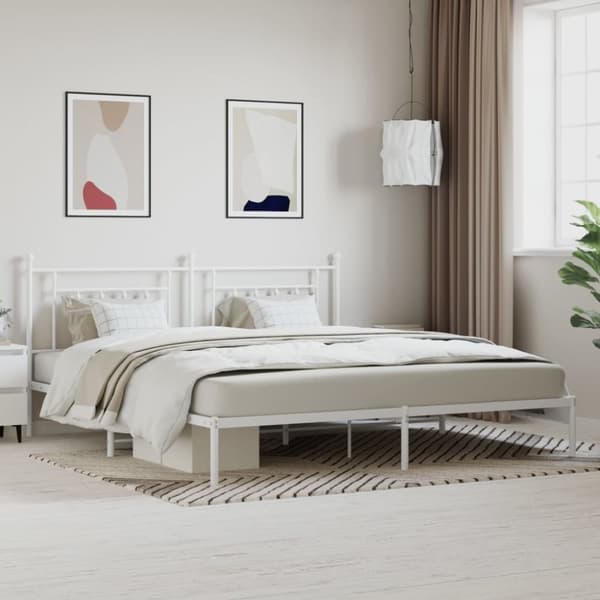 sengeramme med sengegavl 193x203 cm metal hvid