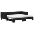 Miniatyrbillede 2 af 10: daybed med udtræk og madras 90x200 cm stof sort