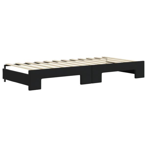 daybed med udtræk og madras 90x200 cm velour sort