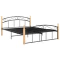 Miniatyrbillede 3 af 6: sengeramme 140x200 cm metal og massivt egetræ sort