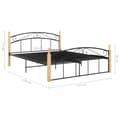 Miniatyrbillede 6 af 6: sengeramme 140x200 cm metal og massivt egetræ sort