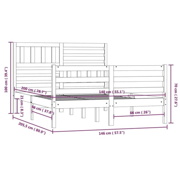 sengeramme 140x 200 cm massivt træ hvid