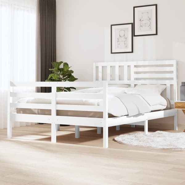 sengeramme 140x 200 cm massivt træ hvid