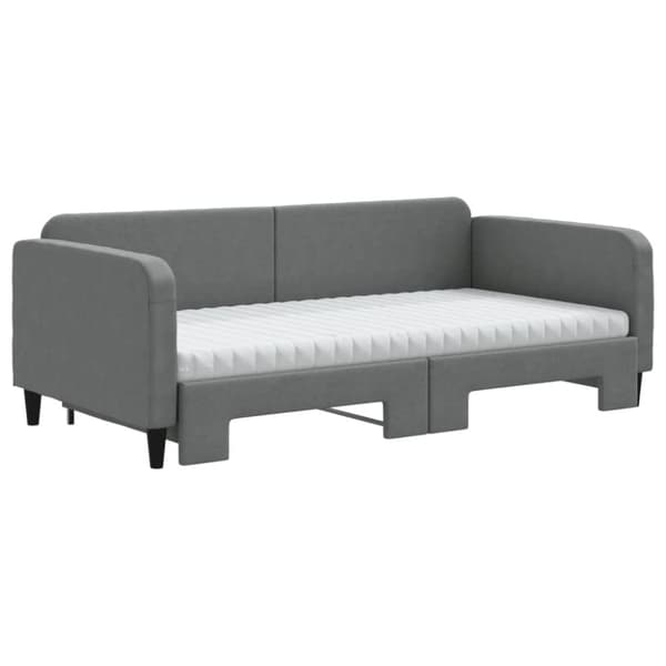 Dagbädd med extrabädd och madrasser mörkgrå 100x200 cm tyg