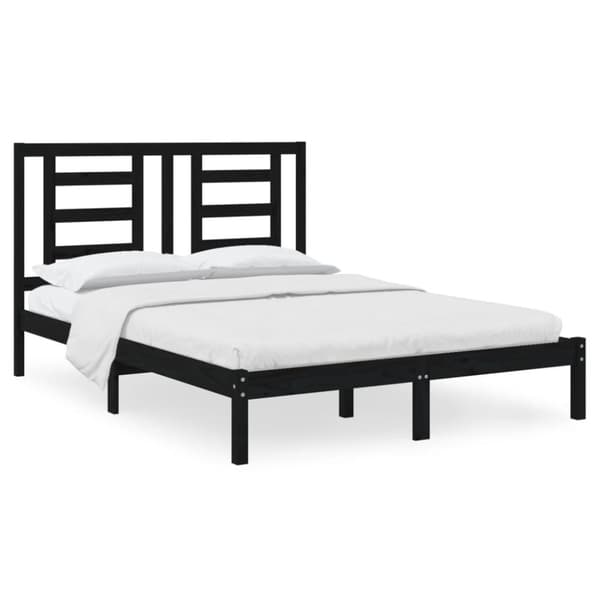 sengeramme 140x190 cm massivt fyrretræ sort