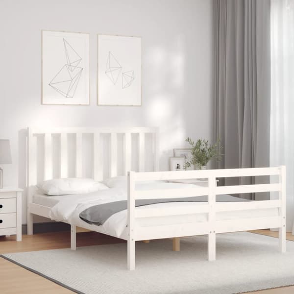 sengeramme med sengegavl 140x200 cm massivt træ hvid