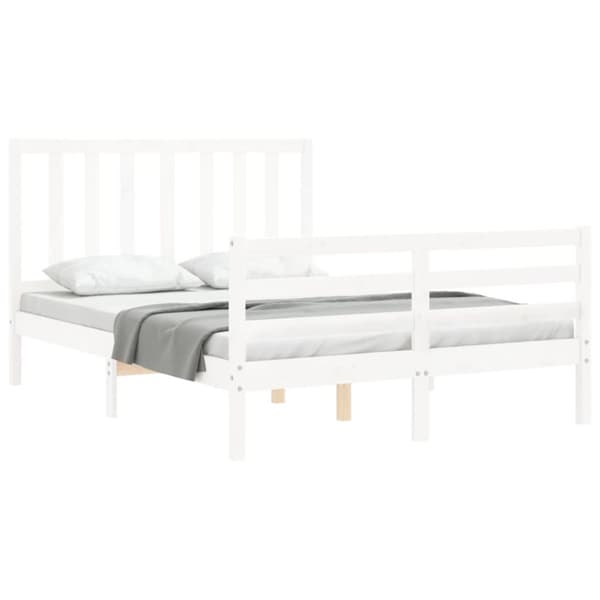 sengeramme med sengegavl 140x200 cm massivt træ hvid