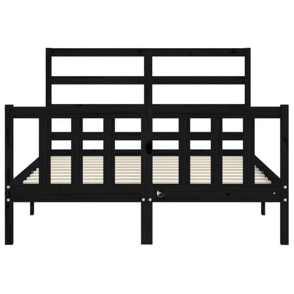Sängram med huvudgavel svart 140x190 cm massivt trä