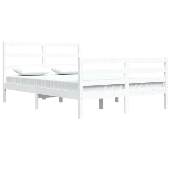 sengeramme 140x200 cm massivt fyrretræ hvid